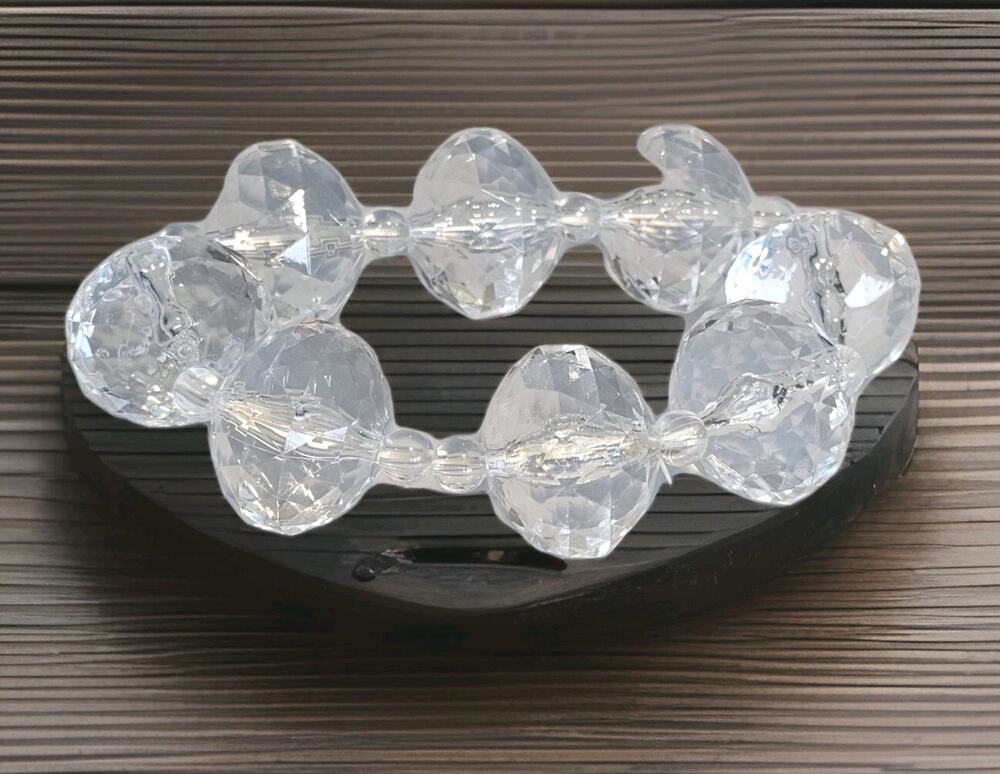 Multi Faceted Acrylic Clear Beads interspersed Statement Stretch Bracelet WOW